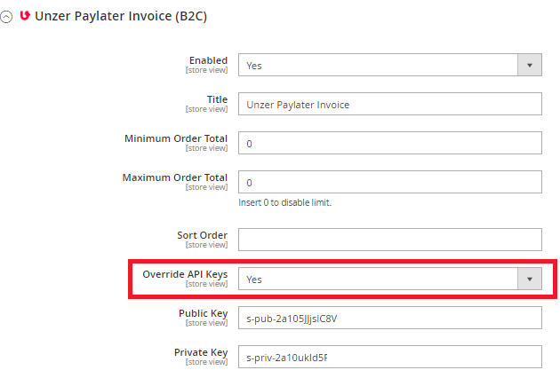 Override API keys